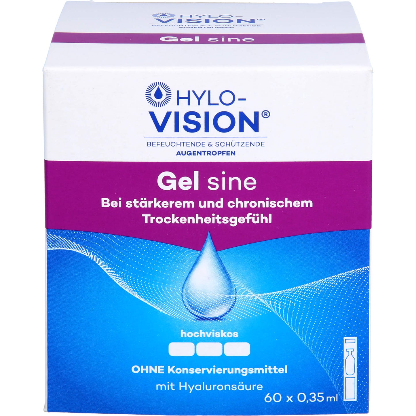 Hylo-Vision Gel sine eye drops, 60 ampoules