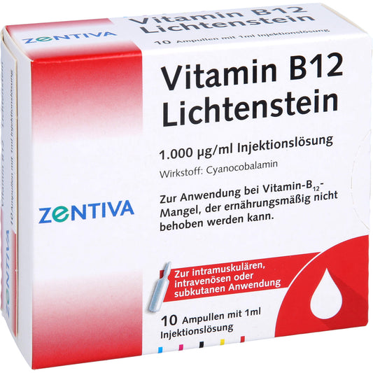 Vitamin B12 Lichtenstein 1000 µg/ml solution for injection, 10 ampoules