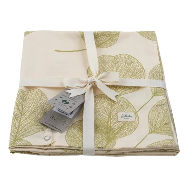 Lullaby Planet Crib bedding, 2D cotton set - Leafs, ecru/green