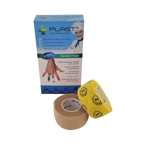 OK-plast Quick Finger Bandage 2.5 cm x 4.5 m 2 pcs beige and yellow