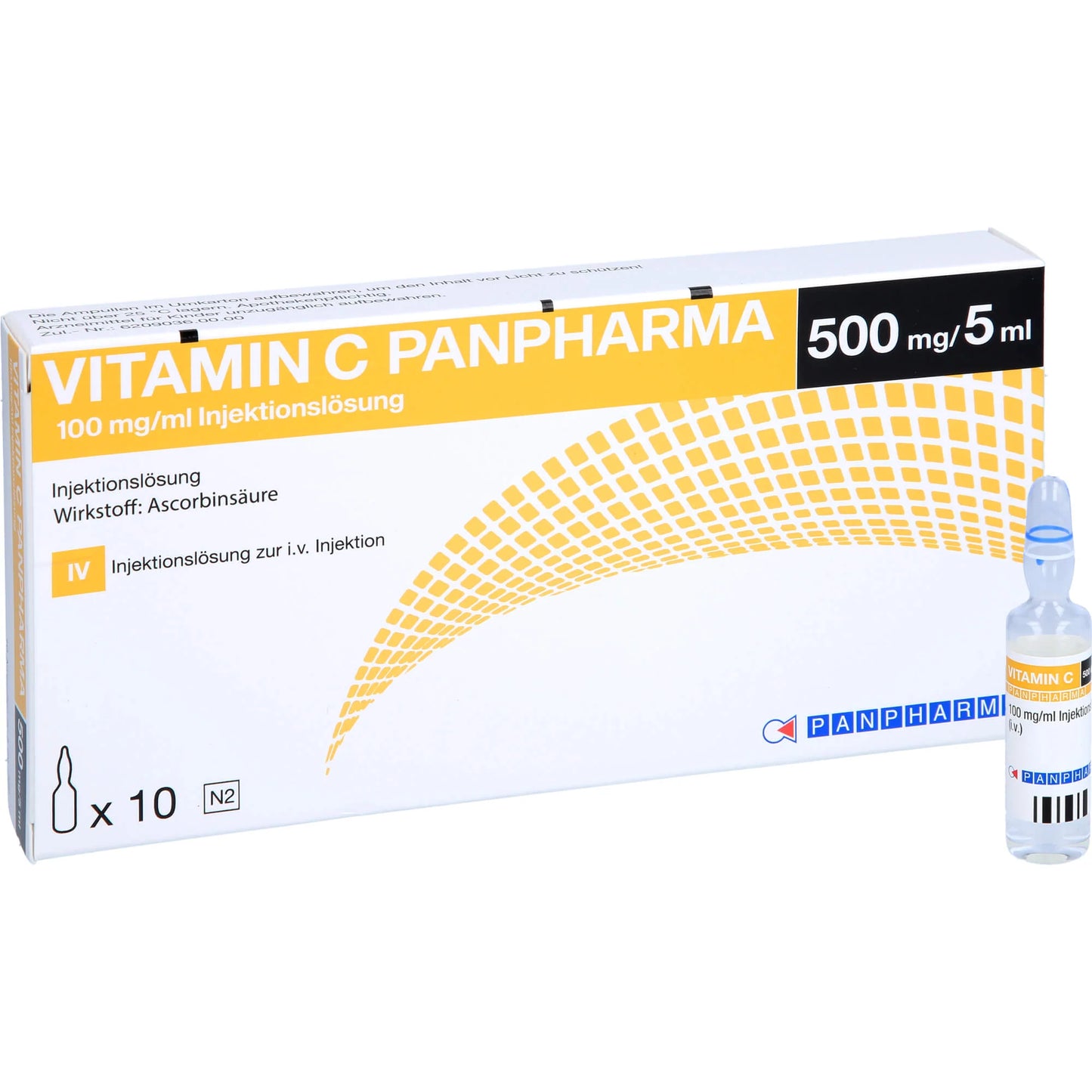 Vitamin C Panpharma 100 mg/ml solution for injection, 10 ampoules
