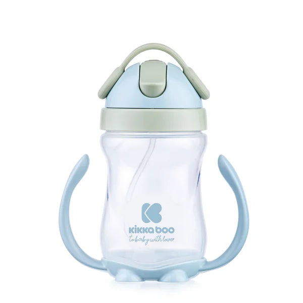 KikkaBoo Cup with silicone straw 12m+; Blue, 300 ml