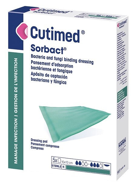 CUTIMED Sorbact Bacteria and Fungi binding dressing 10x10cm 5 pcs CUTIMED Sorbact Bacteria and Fungi binding dressing 10x10cm 5 pcs