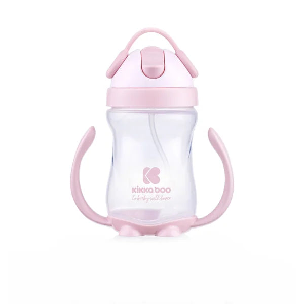KikkaBoo Cup with silicone straw 12m+; Pink, 300 ml