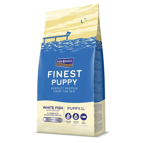 Fish4Dogs Large Granules for Puppies Finest White Fish with Potatoes 6 kg, 2m+