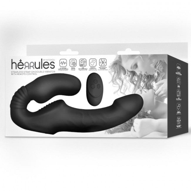 Herrules Strapless Strap-On Double Vibrator with Remote Control Black My Dr. XM Herrules Strapless Strap-On Double Vibrator with Remote Control Black My Dr. XM