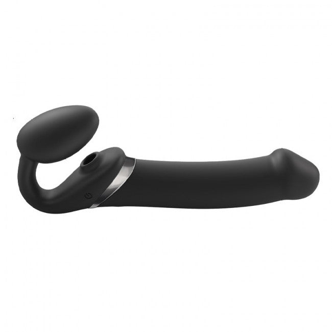 strap-on-me Multi Orgasm Strap-On Vibrator with Licking Stimulator Black XL