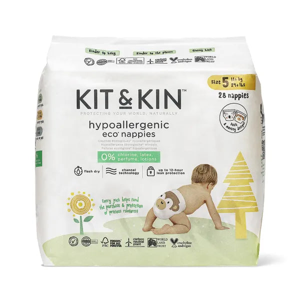 Kit & Kin Eko diapers size 5, 11+ kg, 28 pcs