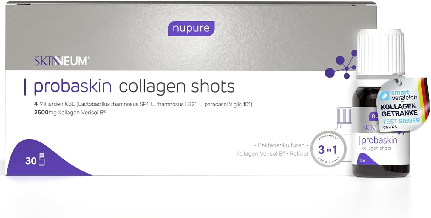 Nupure® Probaskin  Lactoglow, Collagen Peptide Drink 30 Drinking Ampoules of 10 ml