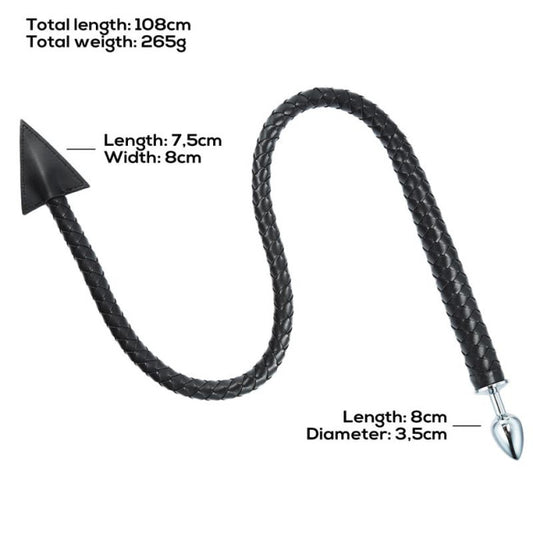 LateToBed BDSM Line Weave Devil Tail Butt Plug Black