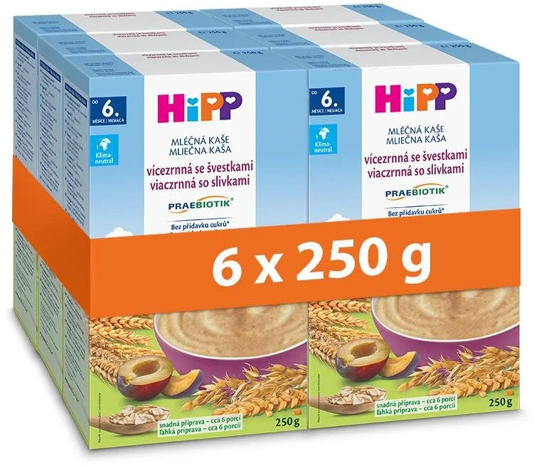 HiPP PRAEBIOTIK Milk Porridge Multigrain with Plums 6× 250g My Dr. XM
