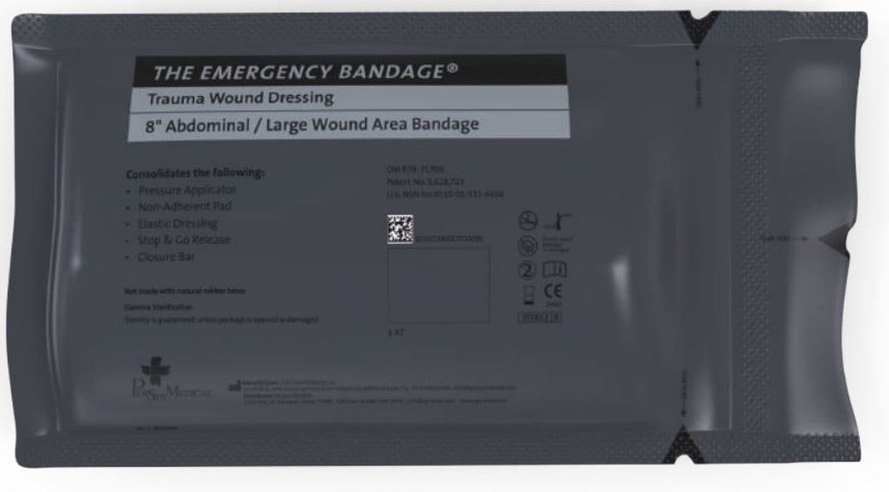 8" Israeli Abdominal Large Green Emergency Bandage with Pressure Bar