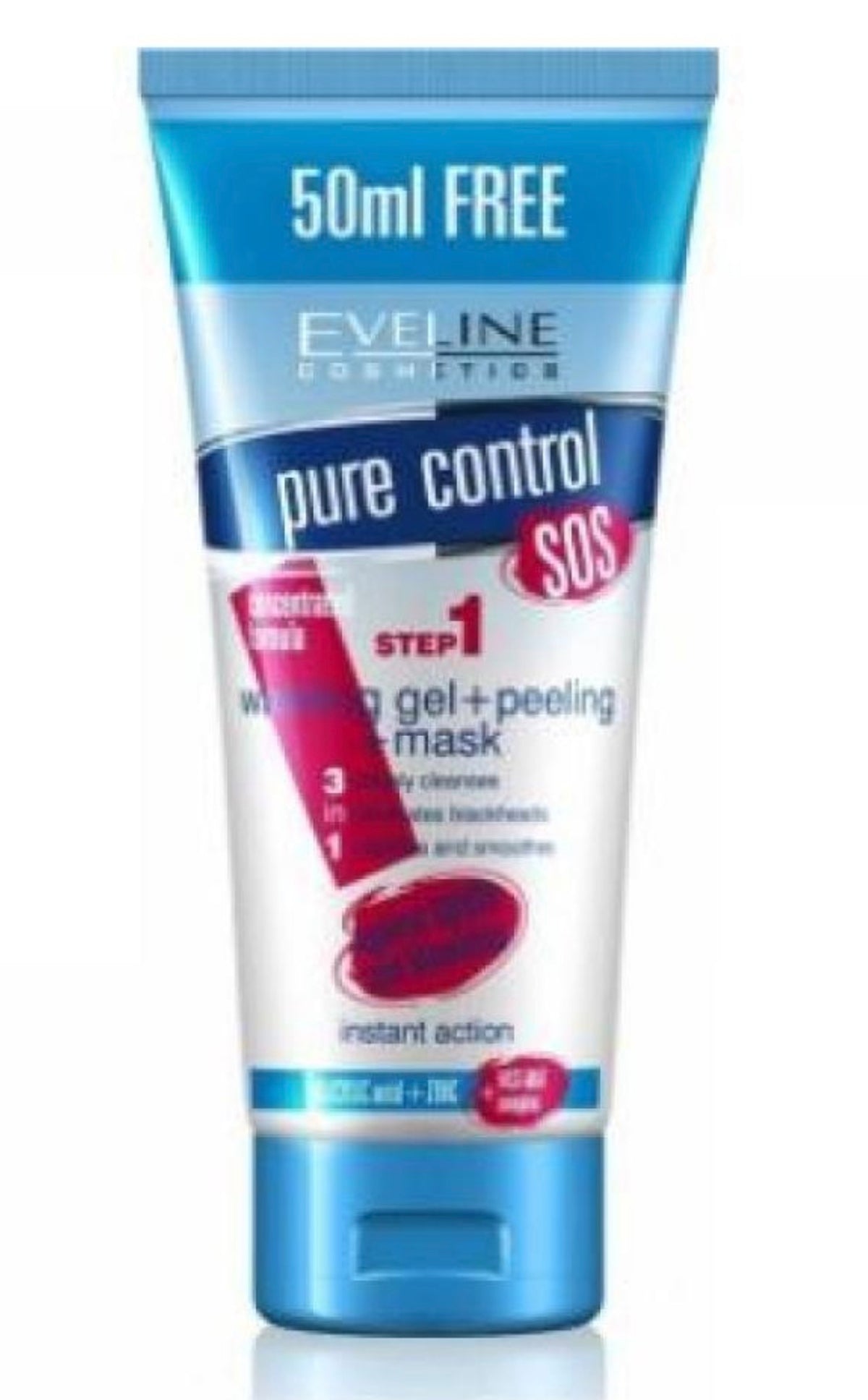 EVELINE Pure Control - 3in1 (Wash gel, peeling, mask) 200 ml