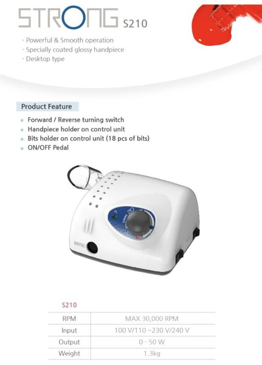 SAESHIN Strong 210/105L Professional Manicure and pedicure nail grinder - 230V AC