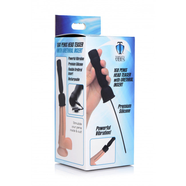 Trinity Vibes 16X Penis Head Teaser with Urethral Sound Black
