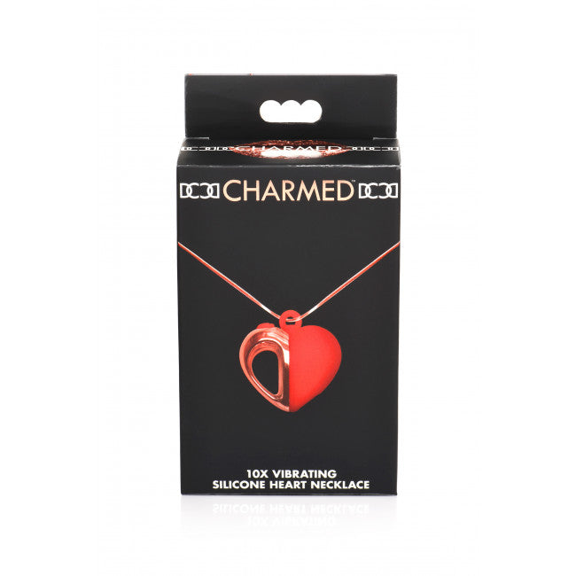 Charmed 10X Vibrating Silicone Heart Necklace Red