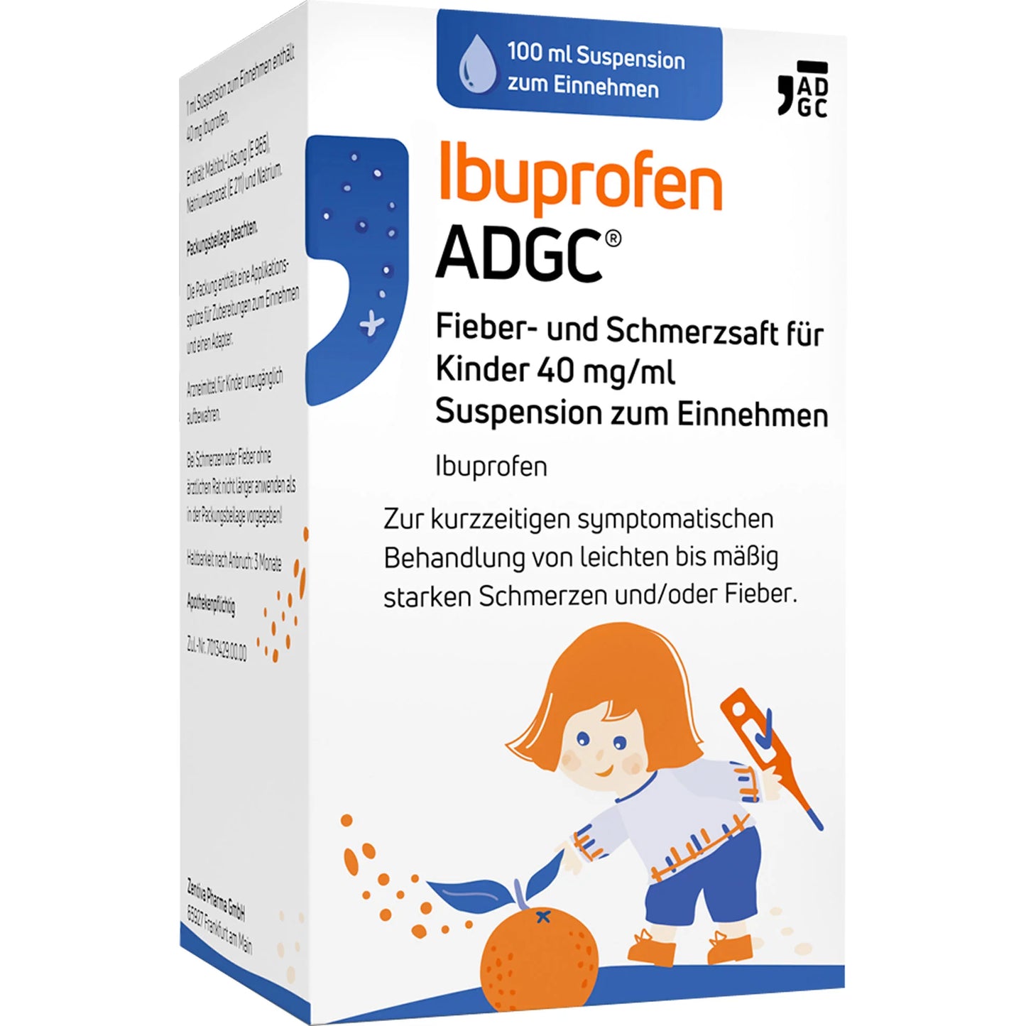 Ibuprofen ADGC Fever and Pain Relief Syrup for Children 40 mg/ml Oral Suspension, 100 ml