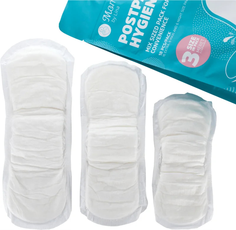 Momcare Postpartum Hygiene Pads 3 sizes in pack - 18 pads – My Dr. XM