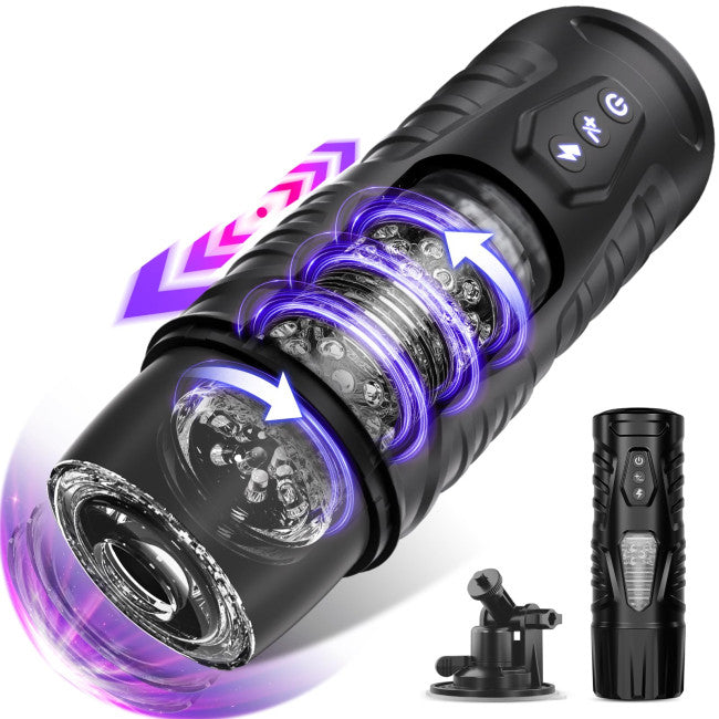 SuperLove Powerful Automatic Rotating & Thrusting Masturbator Black  My  Dr. XM