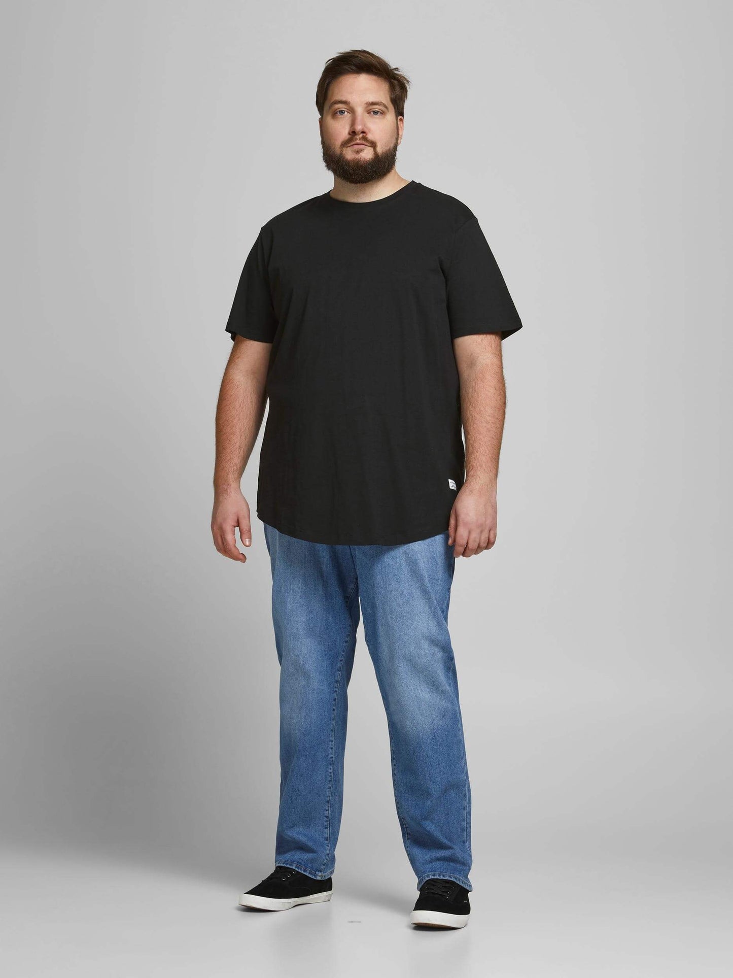 Jack&Jones PLUS Men's T-shirt JJENOA Long Line Fit Black