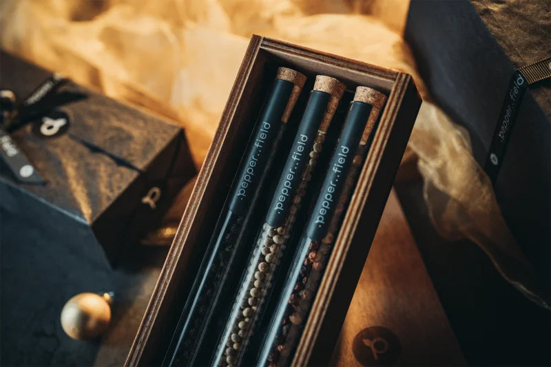 .pepper..field Set of test tubes with Kampot pepper gift set