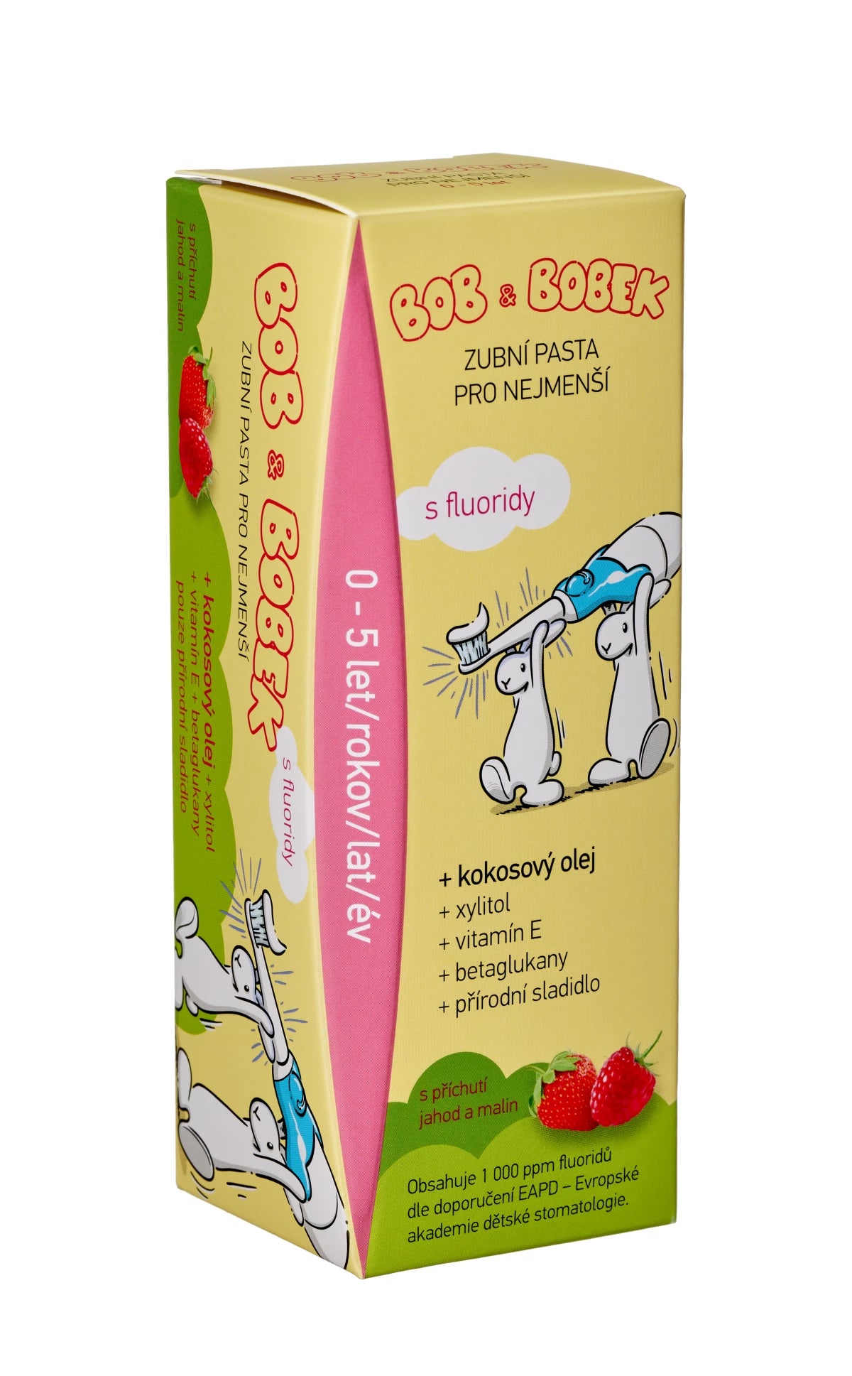Bob and Bobek kid's toothpaste raspberry and strawberry flavor (0-5 years), 50 ml