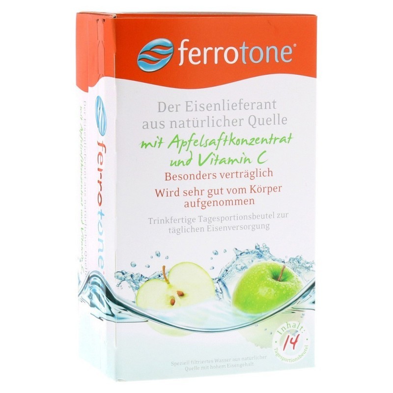 Ferrotone 100% natural liquid iron with vitamin C 14 bags x 20ml