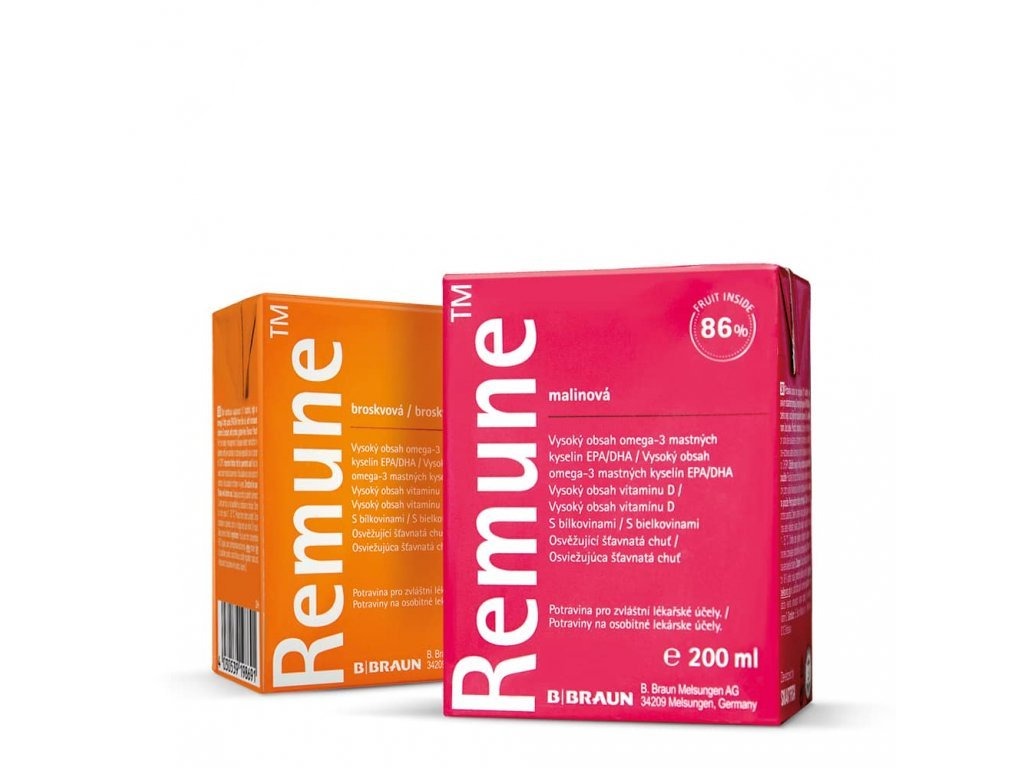 B. Braun Remune 14x200 ml | 7x raspberry flavor (3571890) 7x peach flavor (3571900)