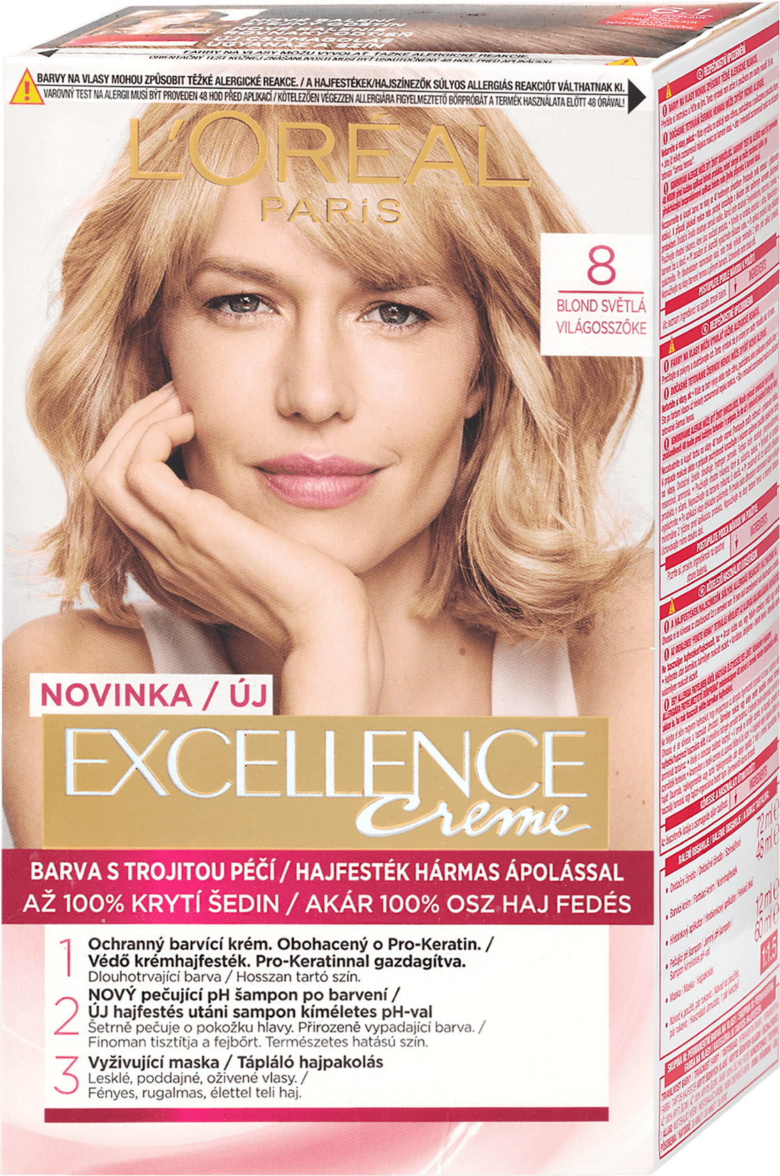 L'Oreal Paris Excellence Creme hair color Blond Light 8, 192 ml