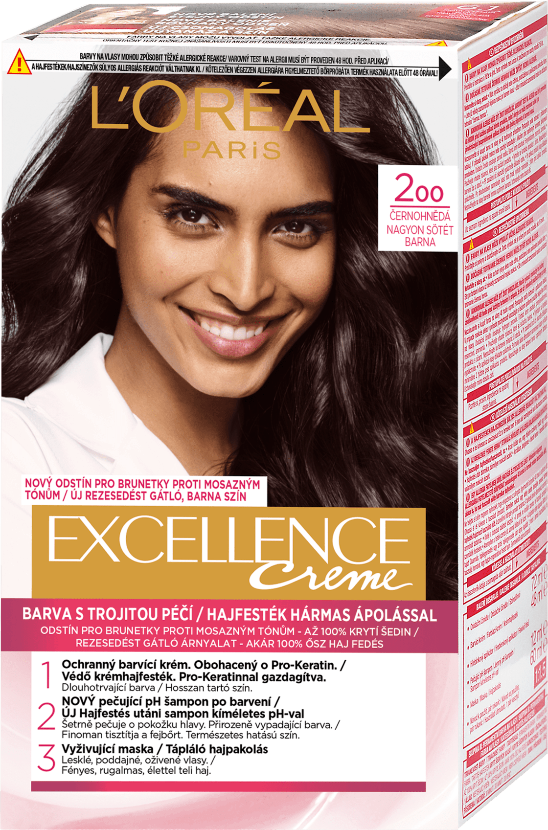 L'Oreal Paris Excellence Creme hair color Black-brown 200