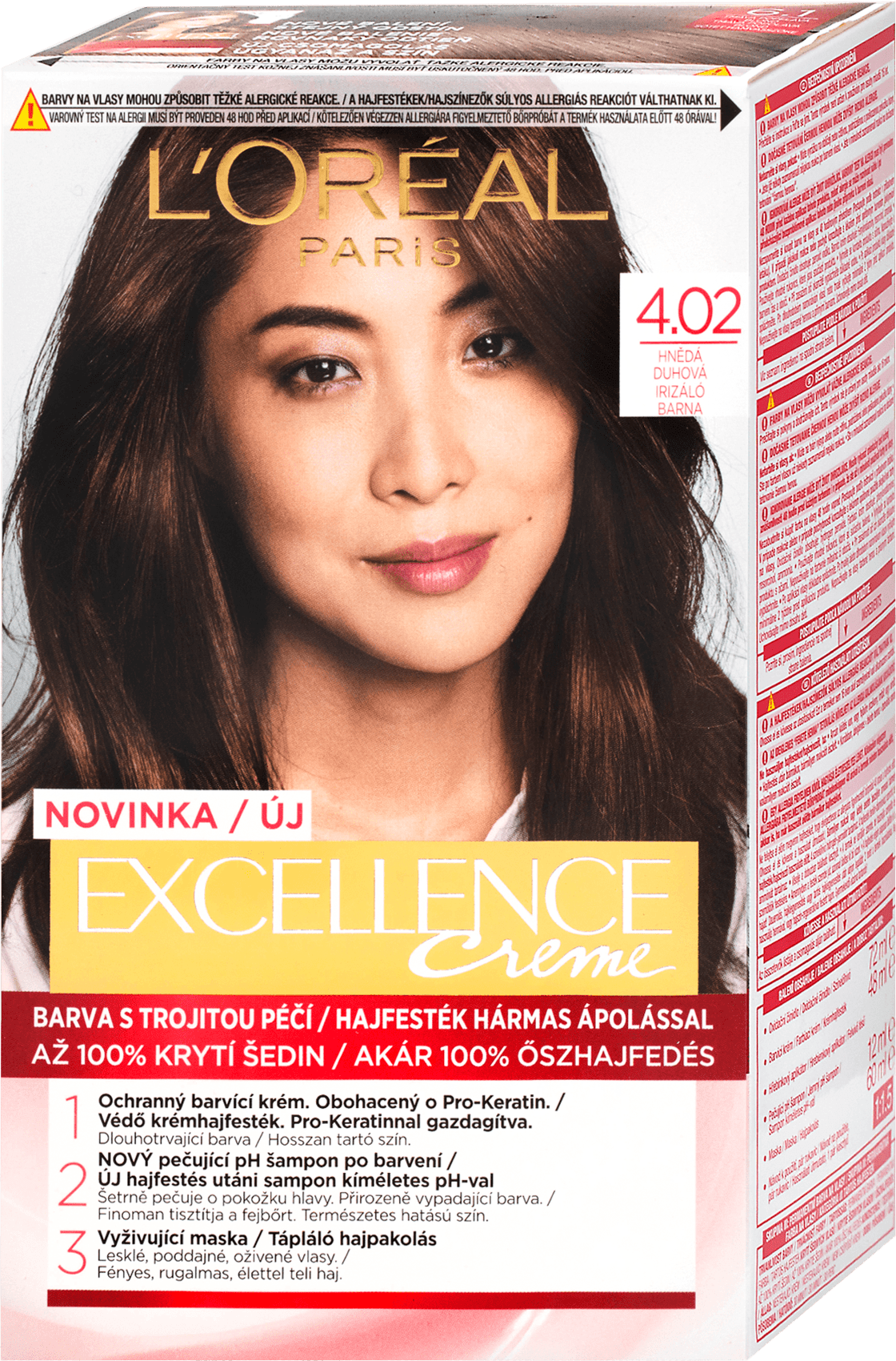 L'Oreal Paris Excellence Creme hair color 4.02 brown iridescent