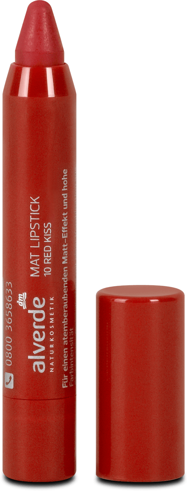 alverde NATURKOSMETIK matte lipstick Chubby 10 Red Kiss, 3,7 ml