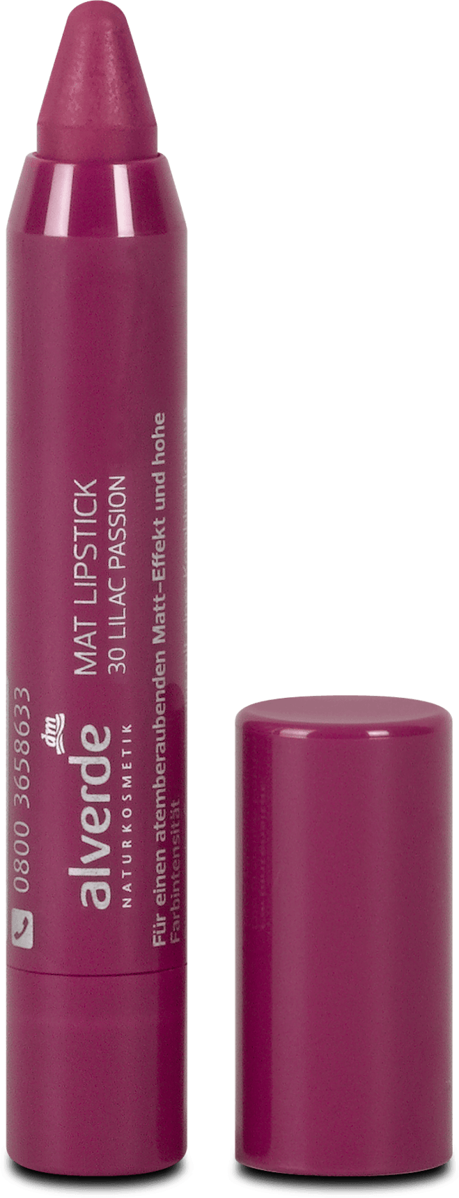alverde NATURKOSMETIK matt lipstick Chubby 30 Lilac passion, 3,7 ml