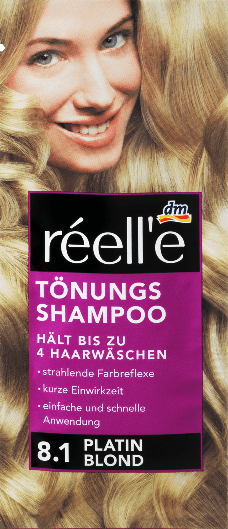 réell'e toning shampoo 8.1 platinum blond, 14 ml