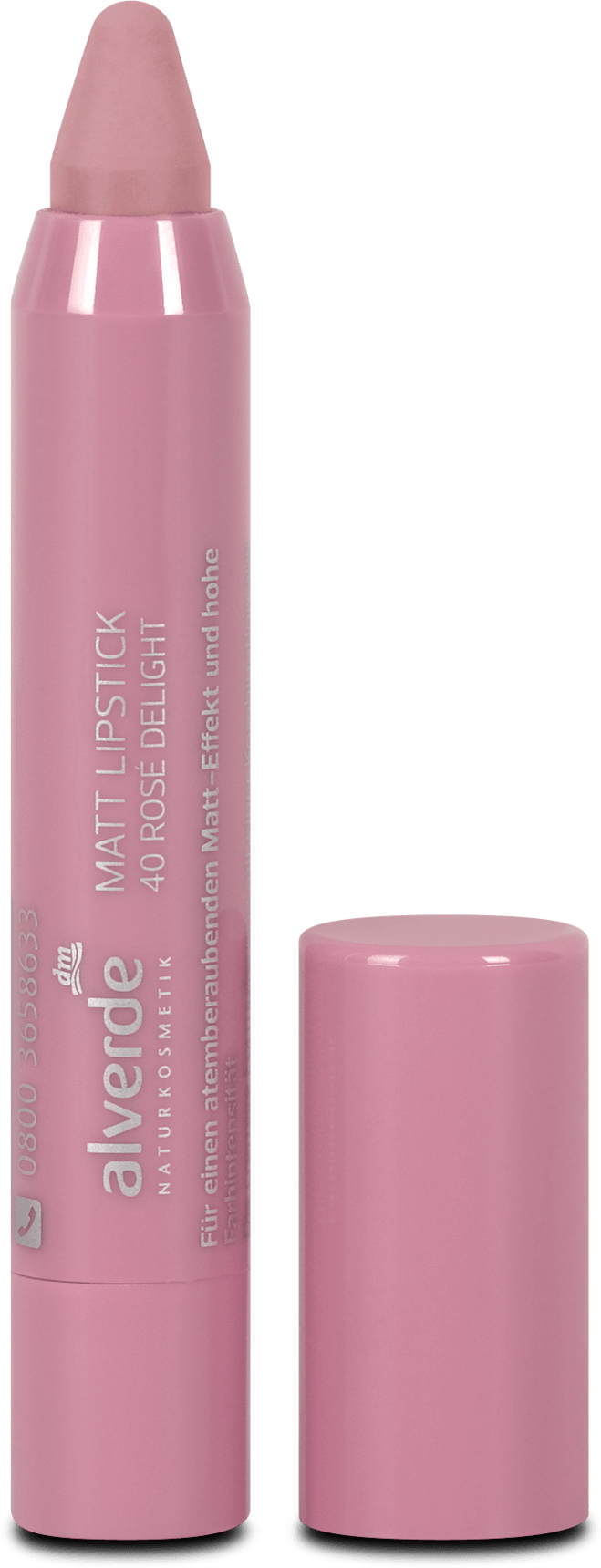 alverde NATURKOSMETIK matt lipstick Chubby 40 Rosé, 3,7 ml