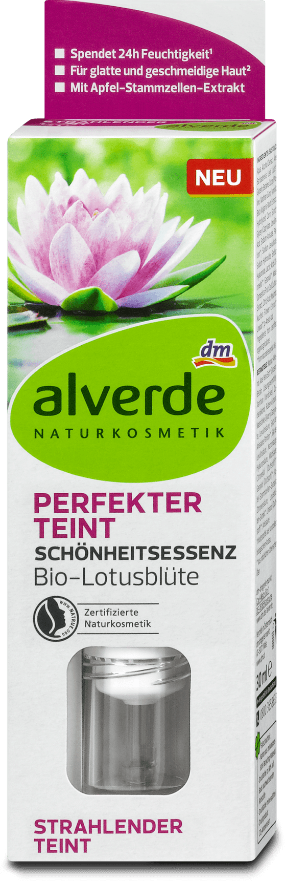 alverde NATURKOSMETIK Perfekter Teint Essential Organic Lotus Flower Essence, 30 ml