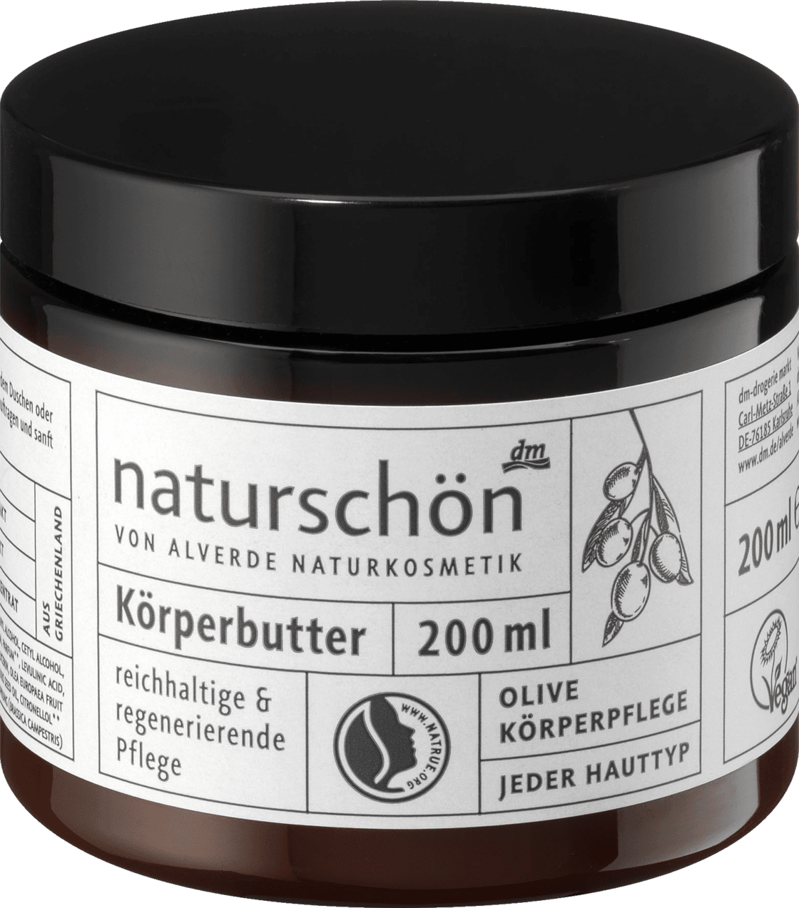 alverde NATURKOSMETIK naturschön body butter with olive oil, 200 ml