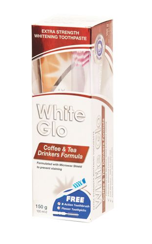 White Glo Coffee & Tea Drinkers Formula Whitening Toothpaste 150 g + toothbrush