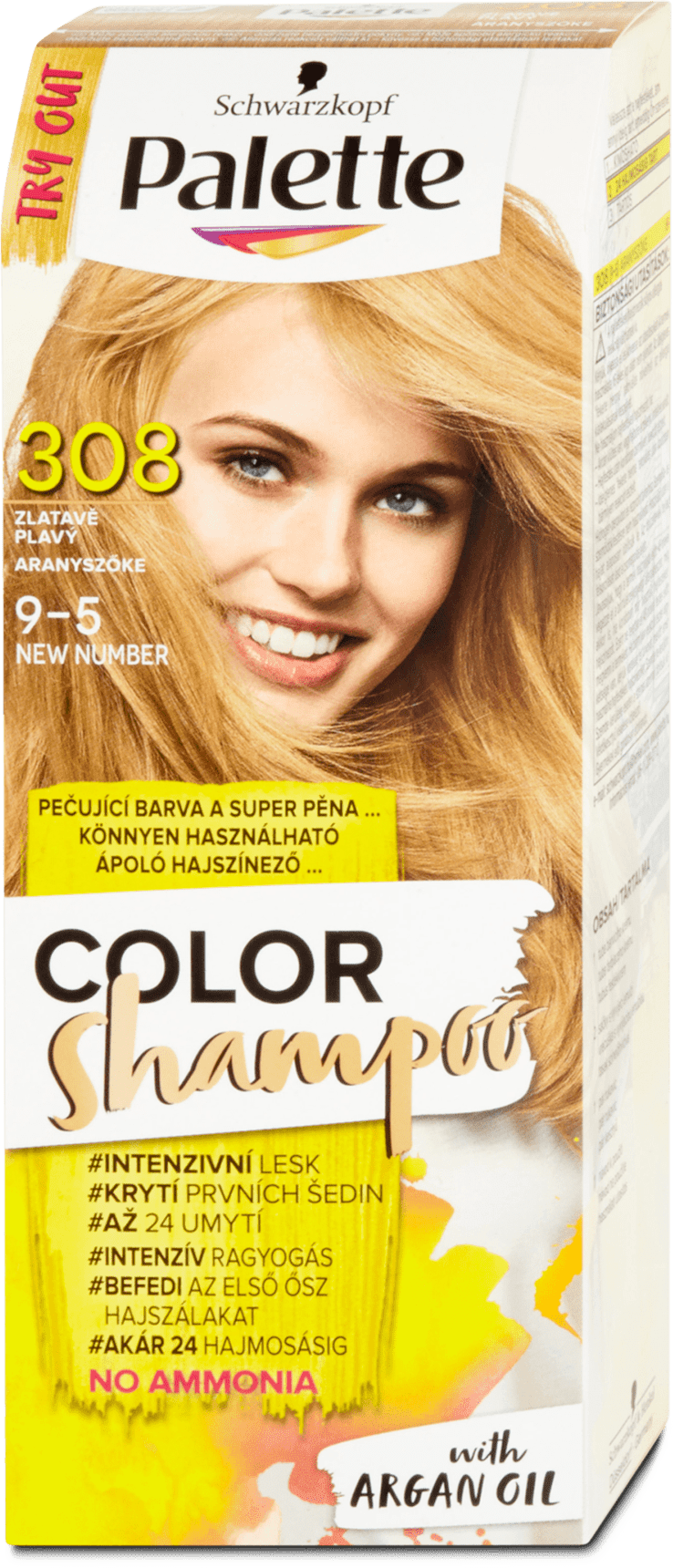 Schwarzkopf Palette Color Shampoo hair color Golden blond 308, 70 ml