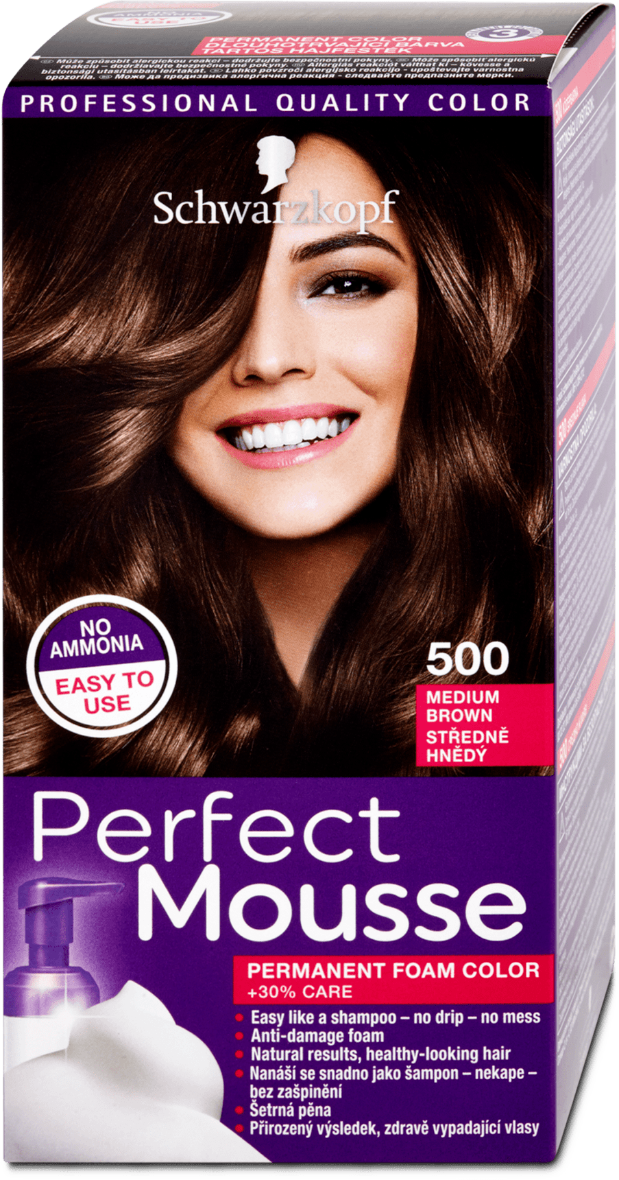 Schwarzkopf Perfect Mousse hair color Medium brown 500, 92.5 ml