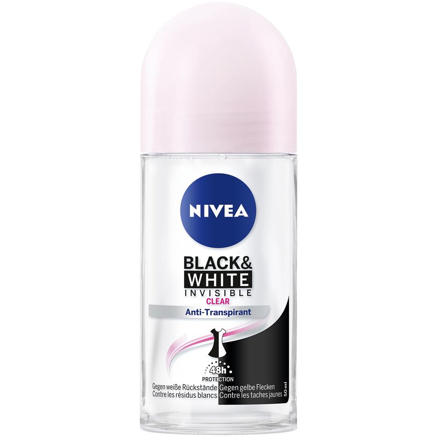 NIVEA antiperspirant roll-on Black & White Invisible Clear, 50 ml