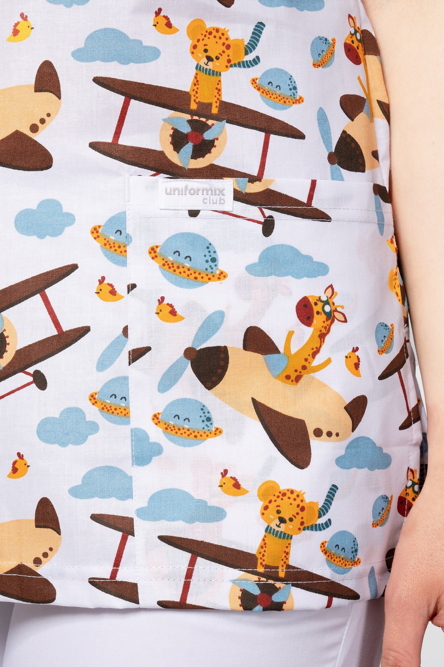 Women's medical shirt Halena CM1001P African animals in the airplanes