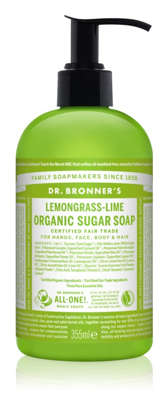 Dr. Bronner’s Lemongrass & Lime Organic Sugar Soap 355 ml