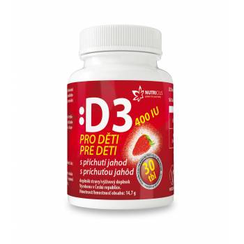 Nutricius Vitamin D3 400 IU for children with strawberry flavor 30 tablets
