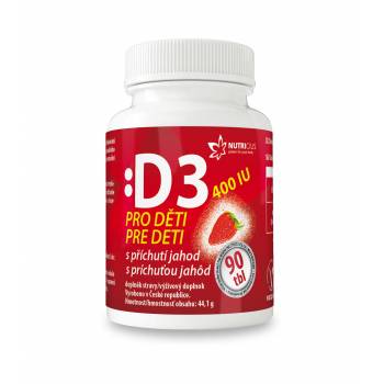Nutricius Vitamin D3 400 IU for children with strawberry flavor 90 tablets