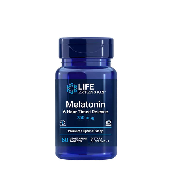 LIFE EXTENSION MELATONIN 6 HOUR TIMED RELEASE (750 MCG) (60 TABLETS)