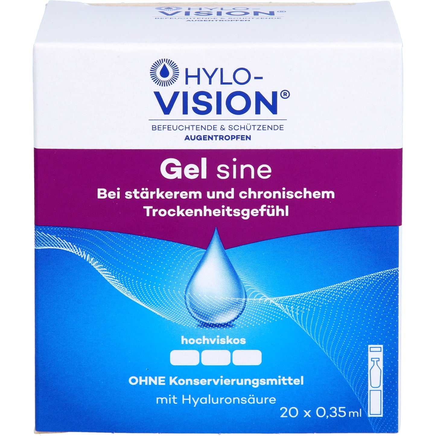 Hylo-Vision Gel sine eye drops, 20 ampoules