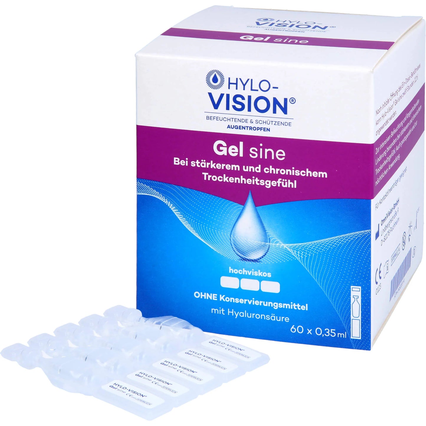 Hylo-Vision Gel sine eye drops, 60 ampoules
