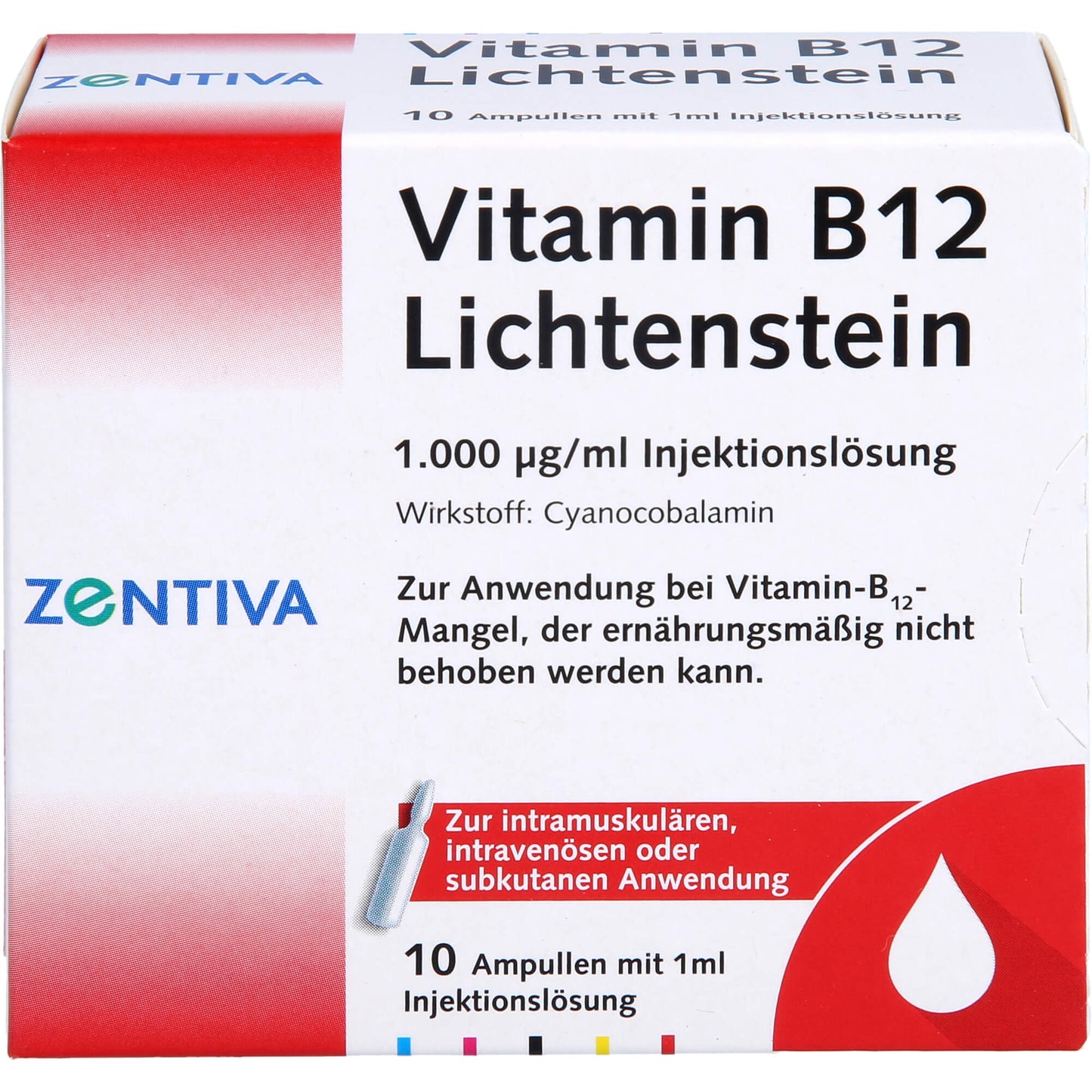 Vitamin B12 Lichtenstein 1000 µg/ml solution for injection, 10 ampoules