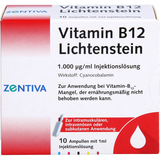 Vitamin B12 Lichtenstein 1000 µg/ml solution for injection, 10 ampoules